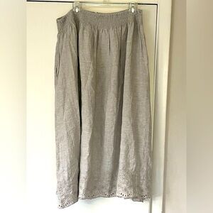 Chicos 3 (XL) Oatmeal Linen Skirt